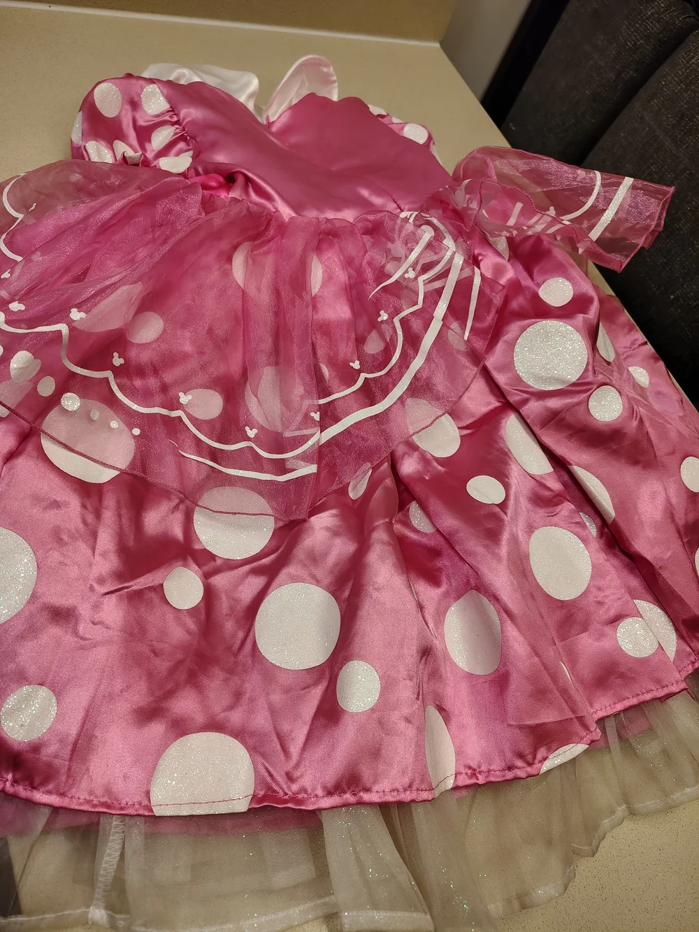 Disney Minnie Mouse Toddler Pink Polka Dot Halloween Dress Costume Size XS 3-4